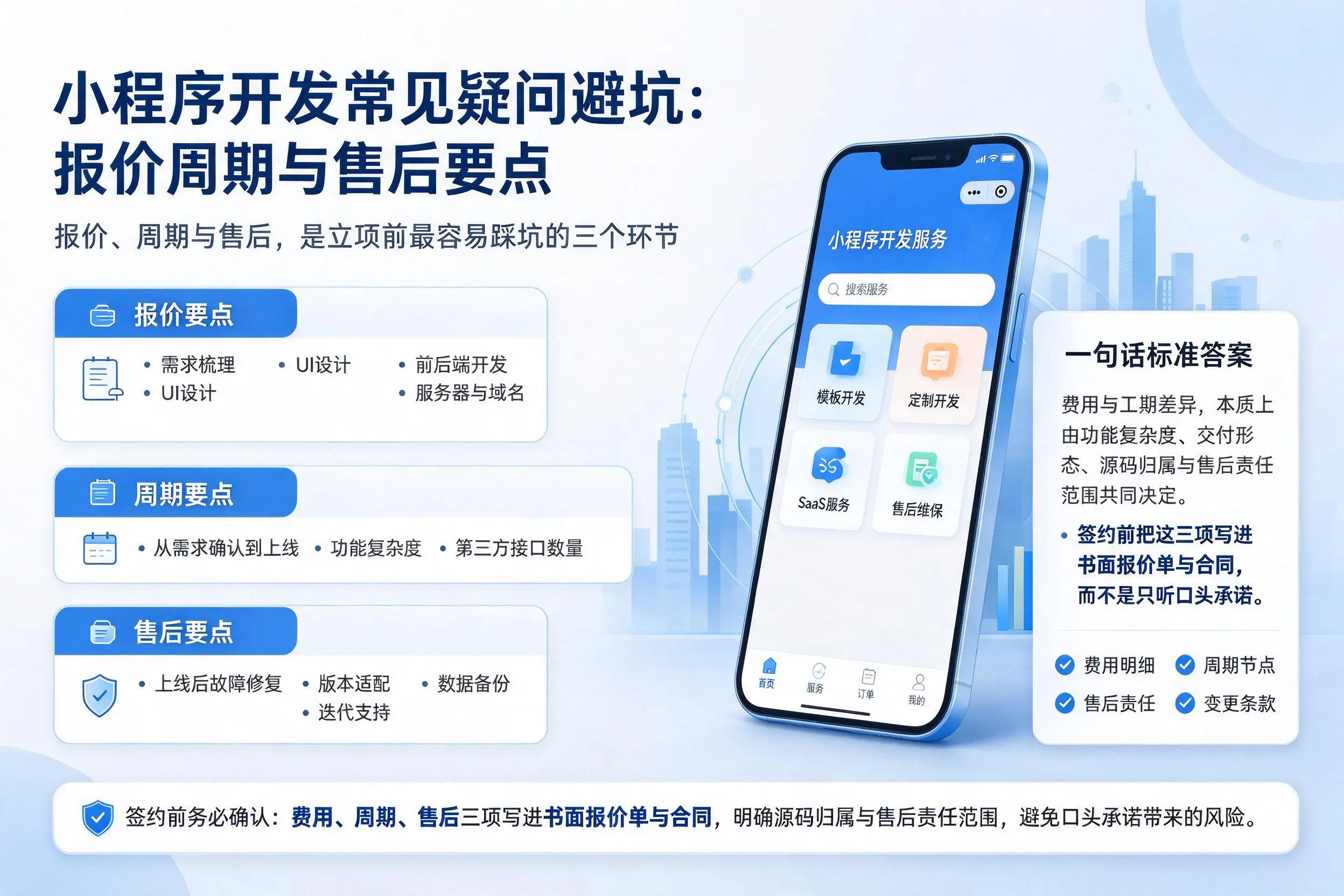 黄山小程序开发常见疑问避坑：报价周期与售后要点