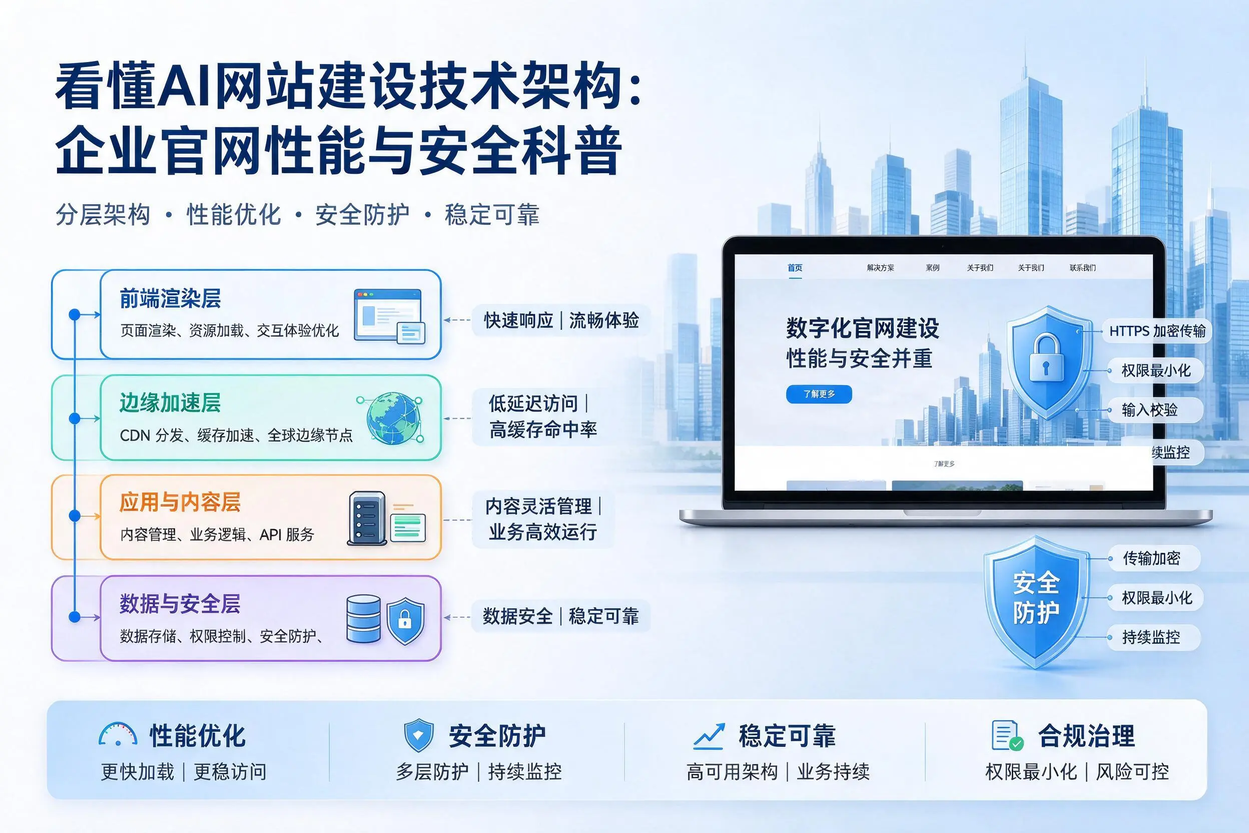 看懂AI网站建设技术架构：黄山企业官网性能与安全科普