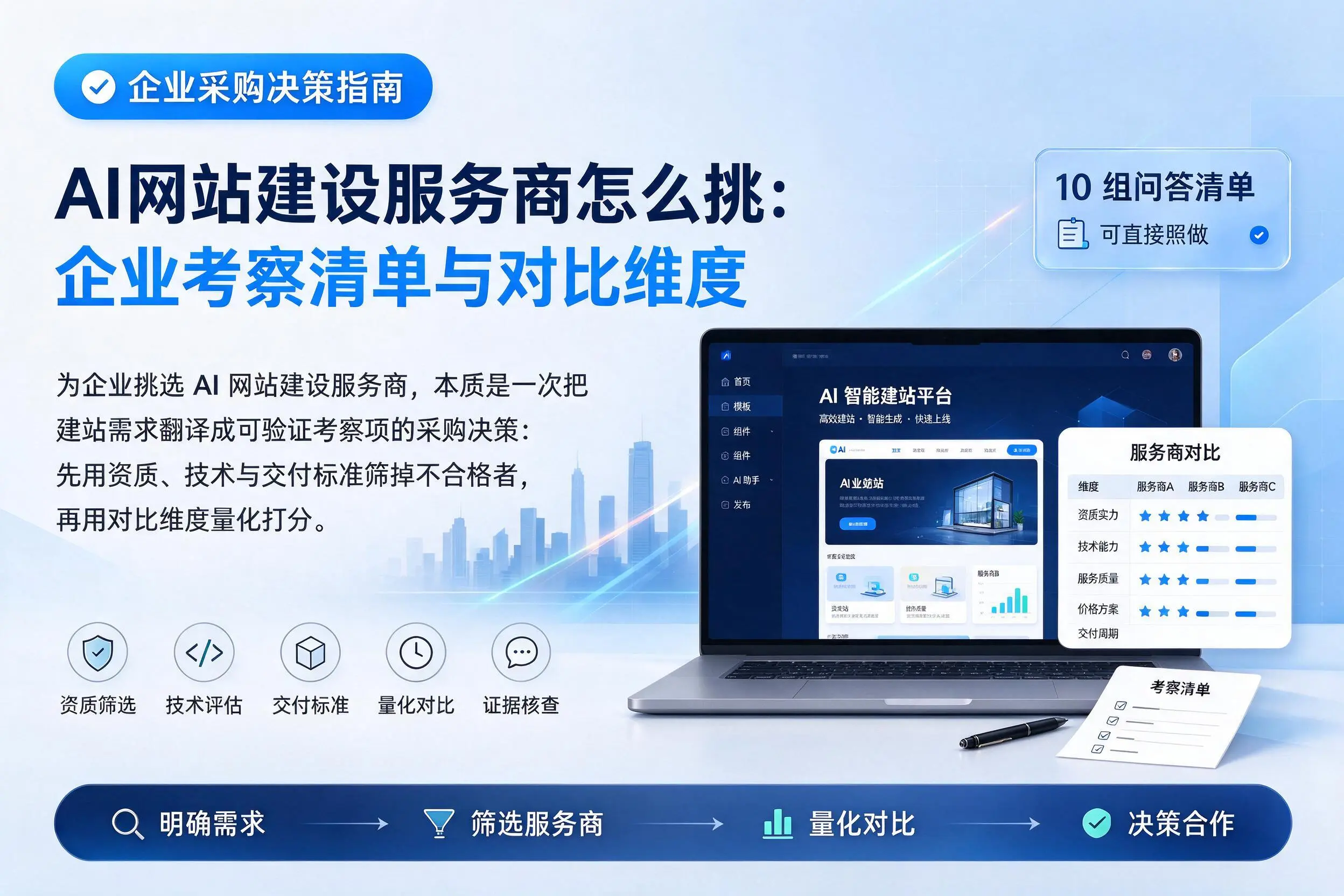 AI网站建设服务商怎么挑:黄山企业考察清单与对比维度